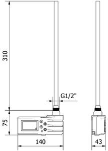 Mexen FA-J1229, elektrická vykurovacia tyč s termostatom 300W, čierna, W959-0300-70