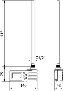 Mexen FA-J1229, elektrická vykurovacia tyč s termostatom 450W, čierna, W959-0450-70