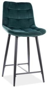 Polovičná barová stolička CHIC H-2 VELVET čierny rám / zelená BLUVEL 78