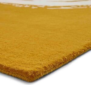 Horčicovožltý vlnený koberec Think Rugs Elements Circle, 150 x 230 cm