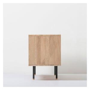 TV stolík z dubového dreva v čierno-prírodnej farbe 180x64 cm Fina – Gazzda
