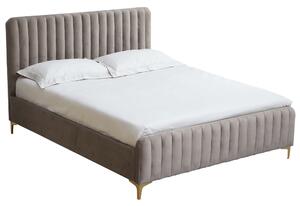 Čalúnená manželská posteľ s roštom Kaisa 160x200 cm - sivohnedá (taupe) / zlatá matná