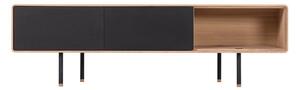 TV stolík z dubového dreva v čierno-prírodnej farbe 160x48 cm Fina – Gazzda
