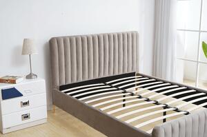 Čalúnená manželská posteľ s roštom Kaisa 140x200 cm - sivohnedá (taupe) / zlatá matná