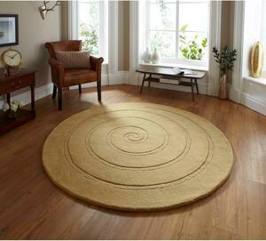 Béžový vlnený koberec Think Rugs Spiral, ⌀ 140 cm