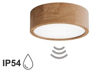 Kúpeľňové stropné svietidlo so senzorom CLEO 2xE27/24W/230V pr. 27,5 cm IP54 dub