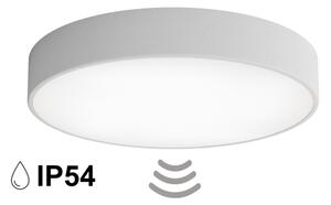 Kúpeľňové stropné svietidlo so snímačom CLEO 4xE27/24W/230V pr. 50 cm IP54 sivé