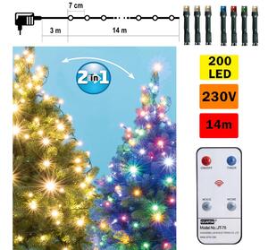 FK technics LED Vianočná vonkajšia reťaz 200xLED 17m IP44 teplá biela/multicolor + DO FK0189 + záruka 3 roky zadarmo