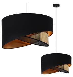 Závesné svietidlo Asti Duo2, 1x PVC/čierne textilné tienidlo, (fi 45cm), g, b