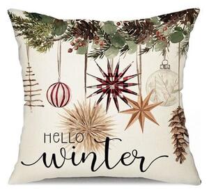 Vianočná obliečka na vankúš BOHO WINTER 45x45 cm, krémová