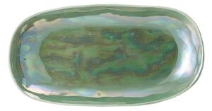 Zelený kameninový servírovací tanier Bloomingville Paula, 23,5 x 12,5 cm