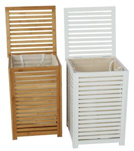 Kôš na prádlo Basket - bambus / biela / béžová