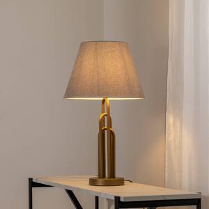 Stolová lampa Lazar, sivá/zlatá antik, výška 65 cm, textil/kov, Hliník / sivá / zinok, Obývacia izba / jedáleň, Textil / látka / hodváb, Stojacie svietidlo