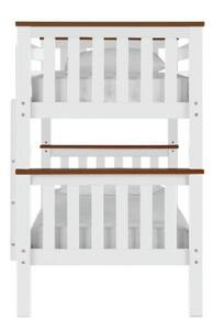 KONDELA Rowan New drevená poschodová posteľ s roštami 90x200 cm biela / hnedá