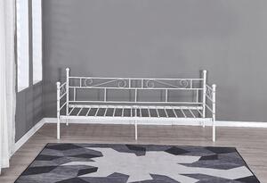 Kovová jednolôžková posteľ s roštom Rozali 90x200 cm - biela