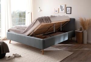 Modrosivá dvojlôžková posteľ s roštom a úložným priestorom Meise Möbel Mattis, 160 x 200 cm
