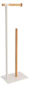 Stojan na toaletný papier White Bamboo, biela/s drevenými prvkami