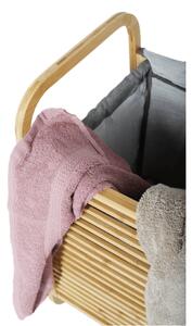 Kôš na prádlo Poko - bambus / sivá