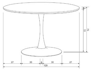 MUZZA Okrúhly jedálenský stôl tentrum Ø 120 cm čierny