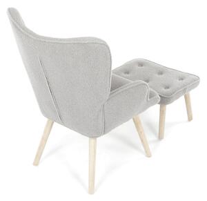 Kreslo sivé bouclé s podnožkou AK-319 GREY2