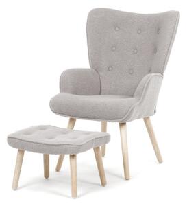 Kreslo sivé bouclé s podnožkou AK-319 GREY2