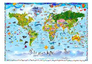 Fototapeta - Mapa sveta pre deti + zadarmo lepidlo - 200x140