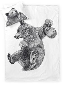 Obliečky Karhu ja Silli Medveď a ježko 150x210 50x60, biobavlna, čierno-biele
