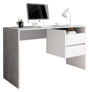 Písací stôl Tulio - betón / biely mat