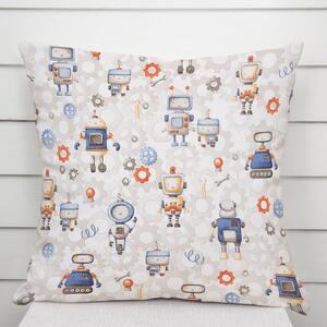 Biante Detská bavlnená obliečka na vankúš Sandra SA-584 Svet robotov na sivo-bielom 30 x 50 cm