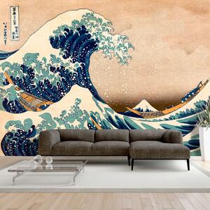 Samolepiaca fototapeta - Hokusai: Veľká vlna za Kanagawou (reprodukcia) 196x140