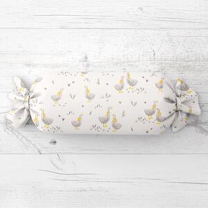 Biante Detský vankúš valec bonbon Sandra SA-585 Sivé husičky na bielom 15x40 cm