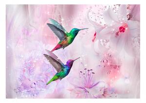 Samolepiaca fototapeta - Farebné kolibríky (fialové) 147x105