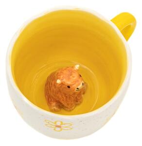 Žltý/krémový porcelánový hrnček 350 ml Surprise Highland Cow – Sass & Belle