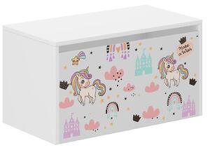 Detský úložný box s motívom dúhového jednorožca – 40 × 40 × 69 cm