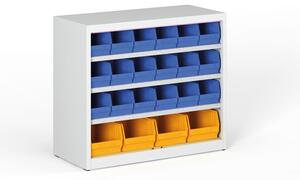 Regál s plastovými boxmi BASIC so zadnou stenou - 800 x 400 x 920 mm, 18x B, 4x C