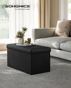 SONGMICS Taburet s úložným priestorom, nosnosť 300 kg, 89 l, 76 x 38 x 38 cm čierna
