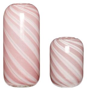 Súprava 2 ružovo-bielych sklenených váz Hübsch Candy