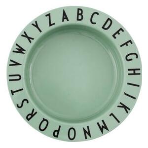 Zelený detský hlboký tanier Design Letters Eat & Learn, 15,5 cm