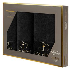 FROTÉ UTERÁK EVA MINGE GAJA SADA 1KS 30X50 CM, 1KS 50X90 CM, 1KS 70X140 CM ČIERNA
