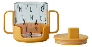 Horčicovožltý detský hrnček Design Letters Grow With Your Cup