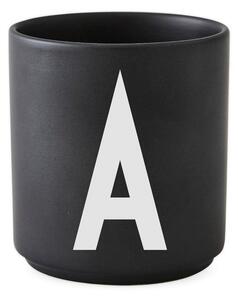 Čierny porcelánový hrnček Design Letters Alphabet A, 250 ml