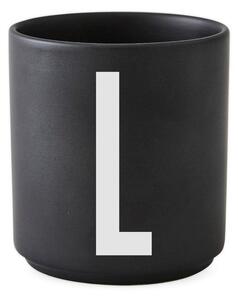 Čierny porcelánový hrnček Design Letters Alphabet L, 250 ml