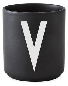 Čierny porcelánový hrnček Design Letters Alphabet V, 250 ml