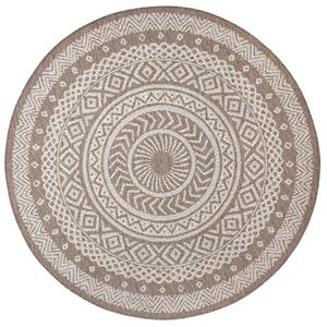 Mujkoberec Original Kusový koberec Flatweave 104854 Light-Brown/Cream kruh – na von aj na doma - 120x120 (priemer) kruh cm