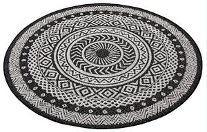 Hanse Home Collection koberce Kusový koberec Flatweave 104855 Black / Cream – na von aj na doma - 120x120 (priemer) kruh cm