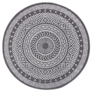 Mujkoberec Original Kusový koberec Flatweave 104857 Grey/Silver kruh – na von aj na doma - 160x160 (priemer) kruh cm