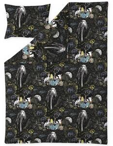 Obliečky Moomin Tähtimuumi 150x210 50x60, bavlnené, černé