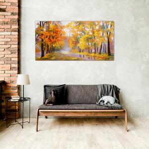 Skleneny obraz Abstrakcia lesné listy jeseň