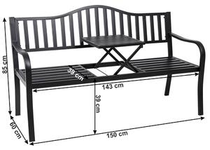 Záhradná lavička so stolíkom Dagno - čierna