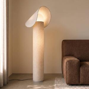 Lucande LED stojacia lampa Sansibar, béžová, 110 cm, stmievateľná, Krémová / jantárovo žltá, Spálňa, Textil / látka / hodváb, Dizajn, Stojaca lampa